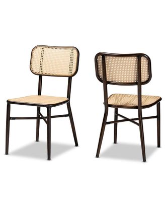 Baxton Studio Katina Metal And Synthetic Rattan 2Pc Outdoor Dining Chair Set