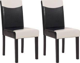 Hhg Nunca Usado] Juego De 2 Sillas De Comedor Silla De Cocina Littau, Polipiel, Blanco Y Negro, Patas Oscuras