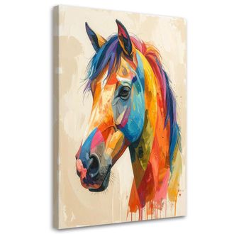 Feeby Cuadro Sobre Lienzo, Cabeza De Caballo Colorida Animales, 70x100