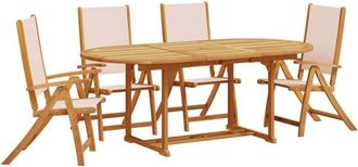 vidaXL vidaXL 5 Piece Garden Dining Set Solid Wood Acacia and Textilene