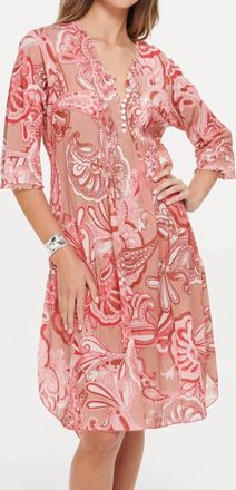 Oneseason Amalfi Short Poppy Midi Dress In Terracotta