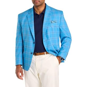 Tallia Orange Big & Tall Plaid Sport Coat V2 in Blue at Nordstrom, Size 52Xl