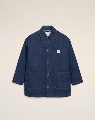 Ami Blue Cotton Ami Paris Heritage Label Worker Jacket Blue - XXS - Unisex