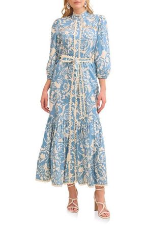 Avec Les Filles Cotton Poplin Floral Maxi Dress in Blue Vintage Floral at Nordstrom, Size 6