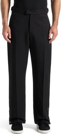 Mani&egrave;re De Voir Boris Relaxed Fit Tailored Button Cuff Trousers in Black at Nordstrom, Size 36