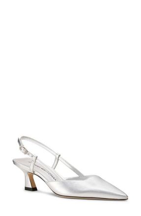 Stuart Weitzman Vinnie 50 Slingback Pump in Silver/Silver at Nordstrom, Size 9.5