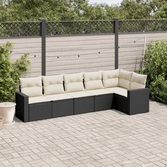 vidaXL Vidaxl - Set Comedor De Jard&iacute;n 5 Pzas Con Cojines Rat&aacute;n Sint&eacute;tico Negro