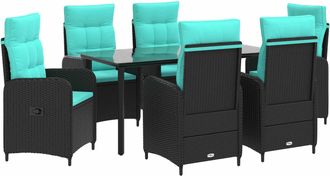 vidaXL Conjunto De Comedor De Jard&iacute;n 7 Uds. Negro Y Turquesa Vidaxl