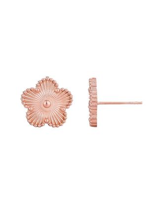 Adornia Adornia 14K Rose Gold Plated 5-Leaf Clover Stud Earrings