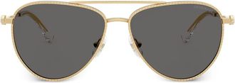 Swarovski textured-metal sunglasses - women - Metal - 59 - Gold