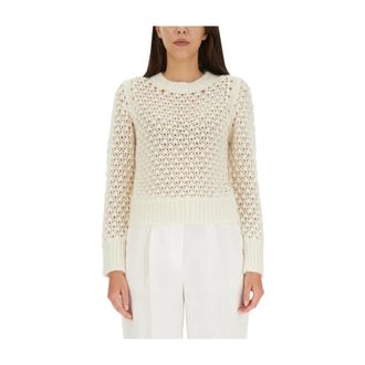 Fabiana Filippi Round-neck Knitwear, female, Beige, Size: M Round-neck Knitwear