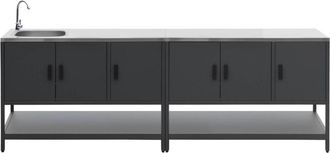 Sweeek Cocina exterior 2 m&oacute;dulos acero inoxidable, negro