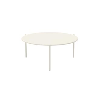 MondoViro Mesita baja redonda de metal 90x90 cm 40h blanco perla