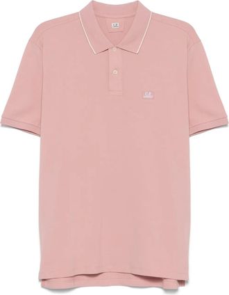 C.P. Company logo-patch polo shirt - men - Spandex/Elastane/Cotton - M - Pink