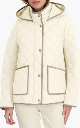 Elie Tahari Rose Hooded Quilted Jacket in Eggshell at Nordstrom Rack, Size Large