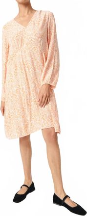 Soaked In Luxury Zaya Knee-Length Long Sleeve Midi Dress In Tangerine Ditsy