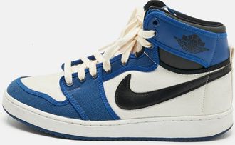 Air Jordan s Multicolor Canvas And Leather Jordan 1 Retro Ajko Storm Blue Sneakers