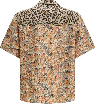 Valentino Mens Short-Sleeve Floral And Leopard Print Shirt Silk