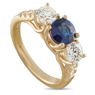 Luxury Bazaar 14K Yellow Gold 1.25ct Diamond and Sapphire Ring MF14-062526