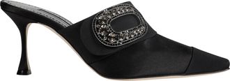 Manolo Blahnik Tula 70 Satin Jewel Buckle Mules