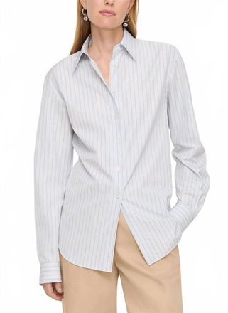 Lafayette 148 New York Aurora Stripe Cotton Tailored Shirt In Glacier