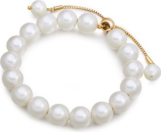 Lulu & Jane Womens Female Pearl Bracelet Brass - White - One Size