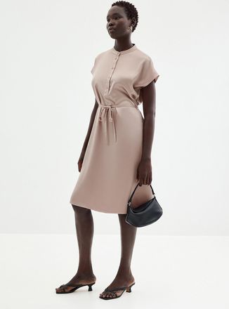 Contemporaine Womens Cap-sleeve officer-collar satiny dress