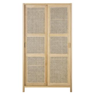 Maisons du monde Armario de 100 cm de roble y rat&aacute;n con 2 puertas correderas