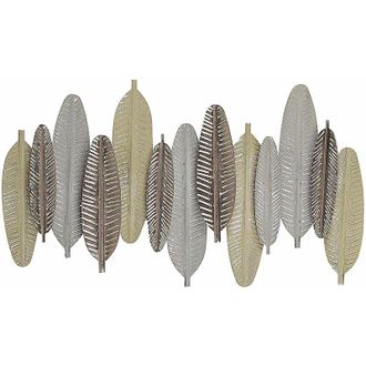 Beliani Beliani - Decorazione da Parete Foglie Metallo Oro e Argento Moderne 66 x 37 cm Antimony