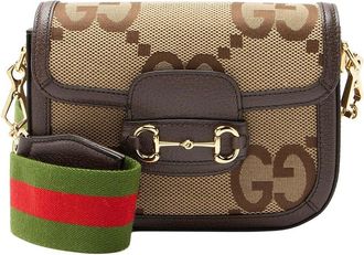 Gucci Brown Jumbo Gg Canvas Horsebit 1955 Mini Crossbody (Authentic Pre-Loved)