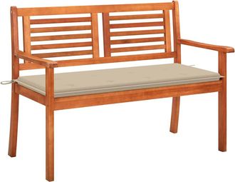 vidaXL Vidaxl - Banco De Jard&iacute;n 2 Plazas Madera Maciza Eucalipto Y Coj&iacute;n 120 Cm