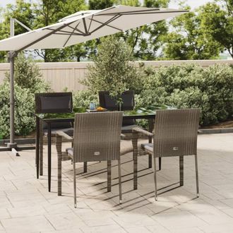 vidaXL Set Comedor Jard&iacute;n 5 Pzas Y Cojines Rat&aacute;n Sint&eacute;tico Negro Gris Vidaxl