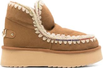 Mou Casual Bruine Enkellaarzen met Rhinestones - Dames - Winterlaarzen - Bruin - 41 EU - Leer - Schoenen