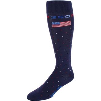 Trafalgar Store Founders 250 Polka Dot Over The Calf Mercerized Cotton Socks in Navy Blue With Polka Dots at Nordstrom