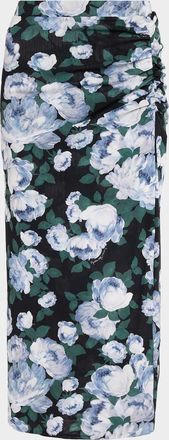 Stella McCartney Bunch Of Roses Ruched Midi Skirt