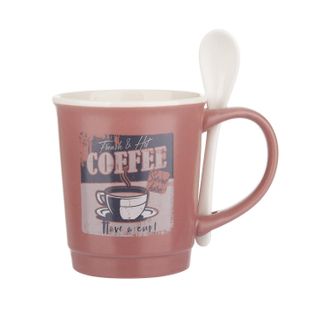 KASANOVA Mug caff&egrave; malva 400 ml con cucchiaino