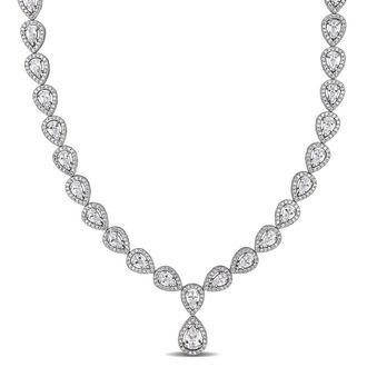 Amour 38 CT TGW Cubic Zirconia Teardrop Necklace In Sterling Silver