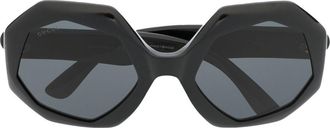 Gucci geometric-frame sunglasses - women - Acetate - 57 - Black