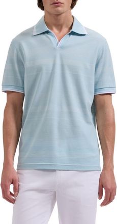 Bugatchi Textured Stripe Johnny Collar Polo in Ether at Nordstrom, Size Xx-Large