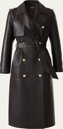 Mackage Gael-NV Croc-Embossed Leather Trench Coat