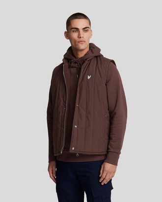 Lyle & Scott omkeerbaar gewatteerd gilet - rubberrood