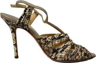 Jimmy Choo London Python Embossed Strappy Sandals in Animal Print Leather