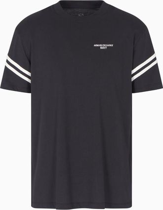 A|X Armani Exchange Mens Arm Band Text Logo Tee T-Shirt, deep Navy, M