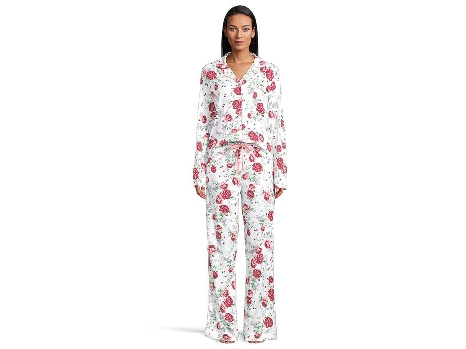 Karen Neuburger Women's Long Sleeve Pajama Set - Girlfriend Style, Lace Detail, Cotton Blend, Two-Piece