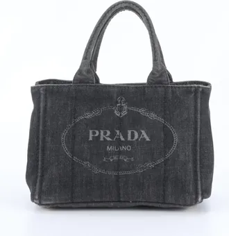 Prada Dark Gray Handbag Shoulder Bag Tote Bag (Pre-Owned)