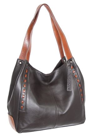Nino Bossi Whipstitch Leather Satchel in Chocolate