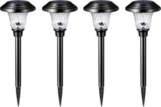 OEM Juego De 4 Luces Solares Para Exteriores, Ideales Para Entradas De Veh&iacute;culos Y Jardines. Iluminaci&oacute;n Decorativa Con Pantallas De Vidrio Impermeables Y