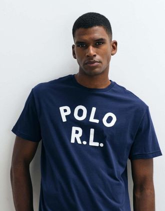Polo Ralph Lauren T-shirt vestibilit&agrave; classica blu navy con scritta del logo