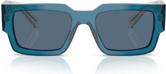 Prada 55mm Rectangular Sunglasses in Blue /Dark Blue at Nordstrom