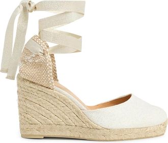 Castaner Carina/8/032 9 cm Sleehakken - Dames - Sleehakken - Wit - 41 EU - Linnen - Schoenen